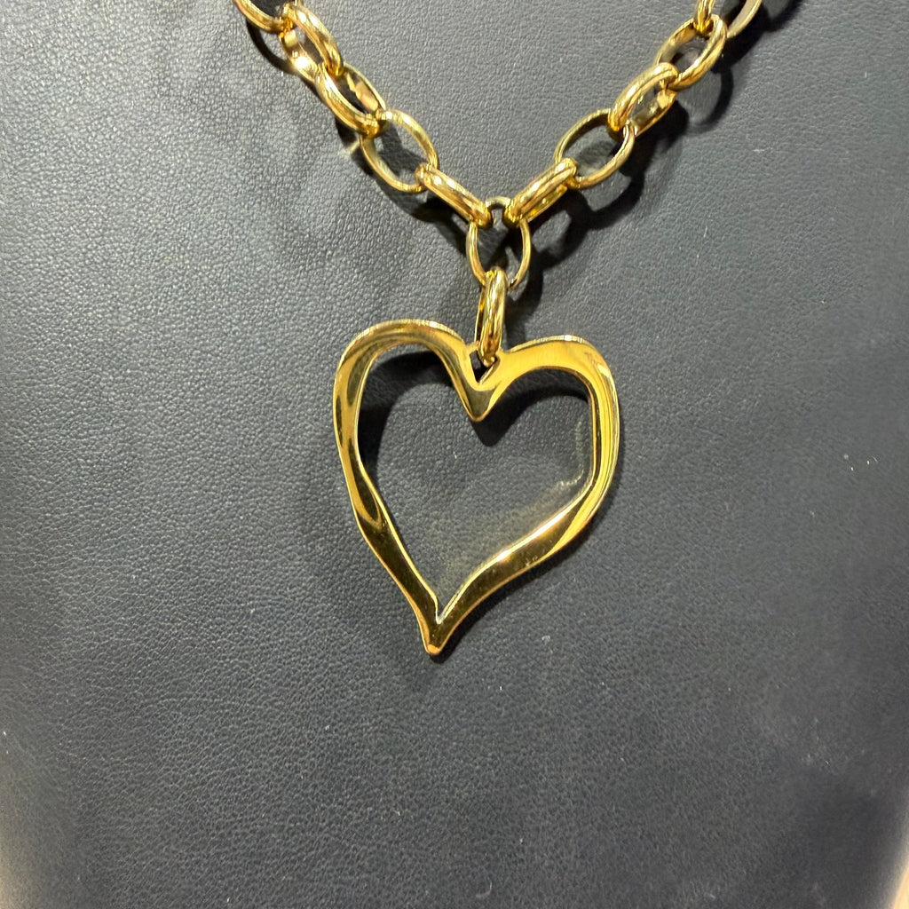 Open Heart Gold Fashion Necklace - Country Lace Boutique