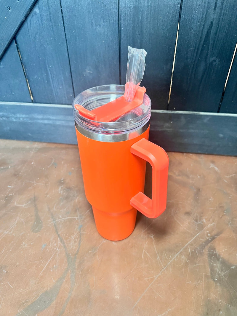 Orange 40 oz Tumbler w/ Handle - Country Lace Boutique
