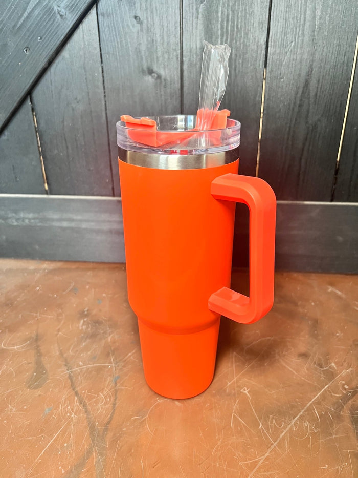 Orange 40 oz Tumbler w/ Handle - Country Lace Boutique
