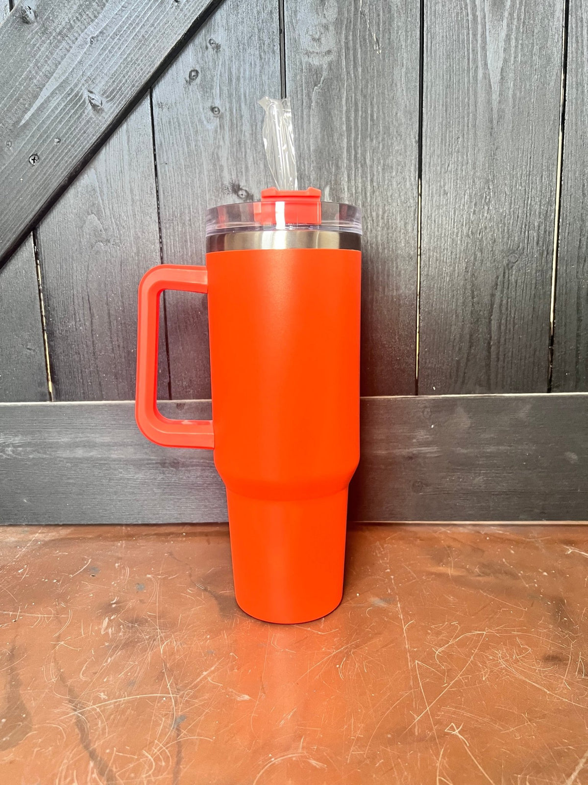 Orange 40 oz Tumbler w/ Handle - Country Lace Boutique