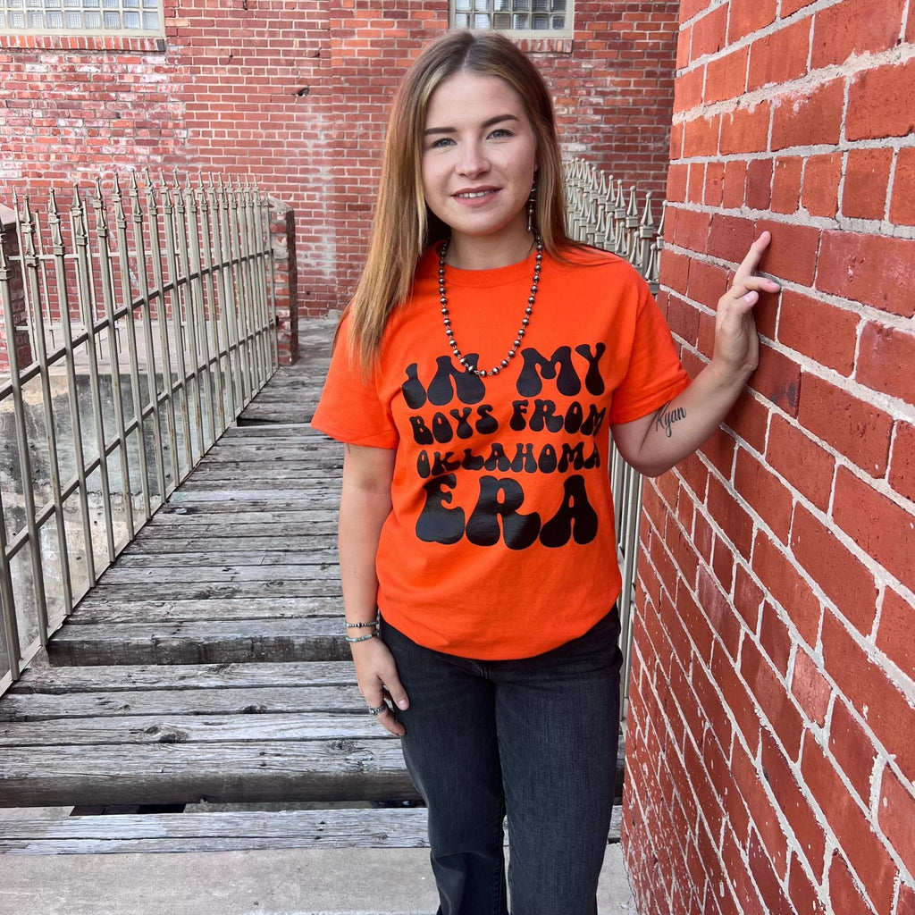 Orange Boys from Oklahoma T-shirt - Country Lace Boutique