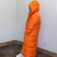 Orange Long Puffer Jacket w/ Removeable Hoodie - Country Lace Boutique