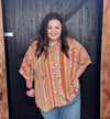 Orange Multi Short Sleeve Button Down Top - Country Lace Boutique