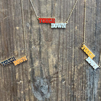 Orange & Navy Touch Down Gold Fashion Necklace - Country Lace Boutique