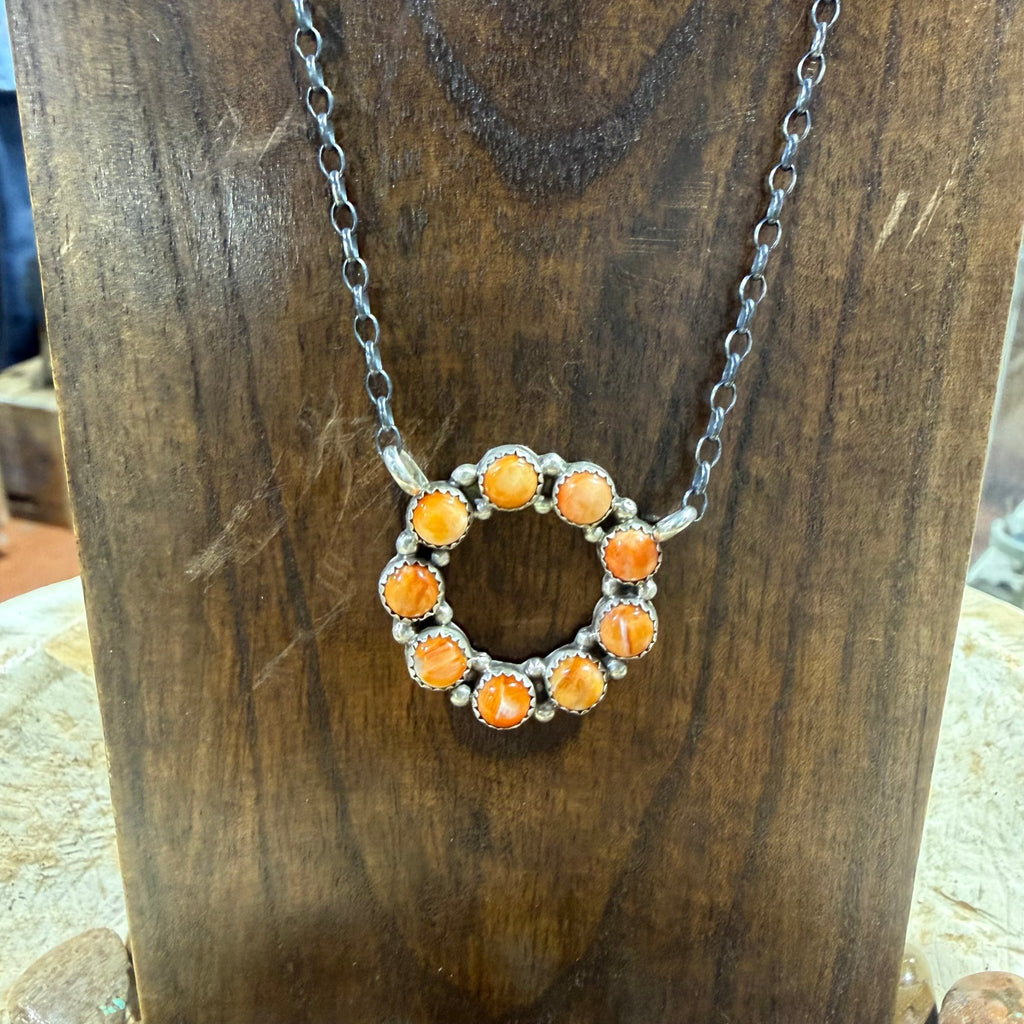 Orange spiny Round Sterling Silver Necklace - Country Lace Boutique