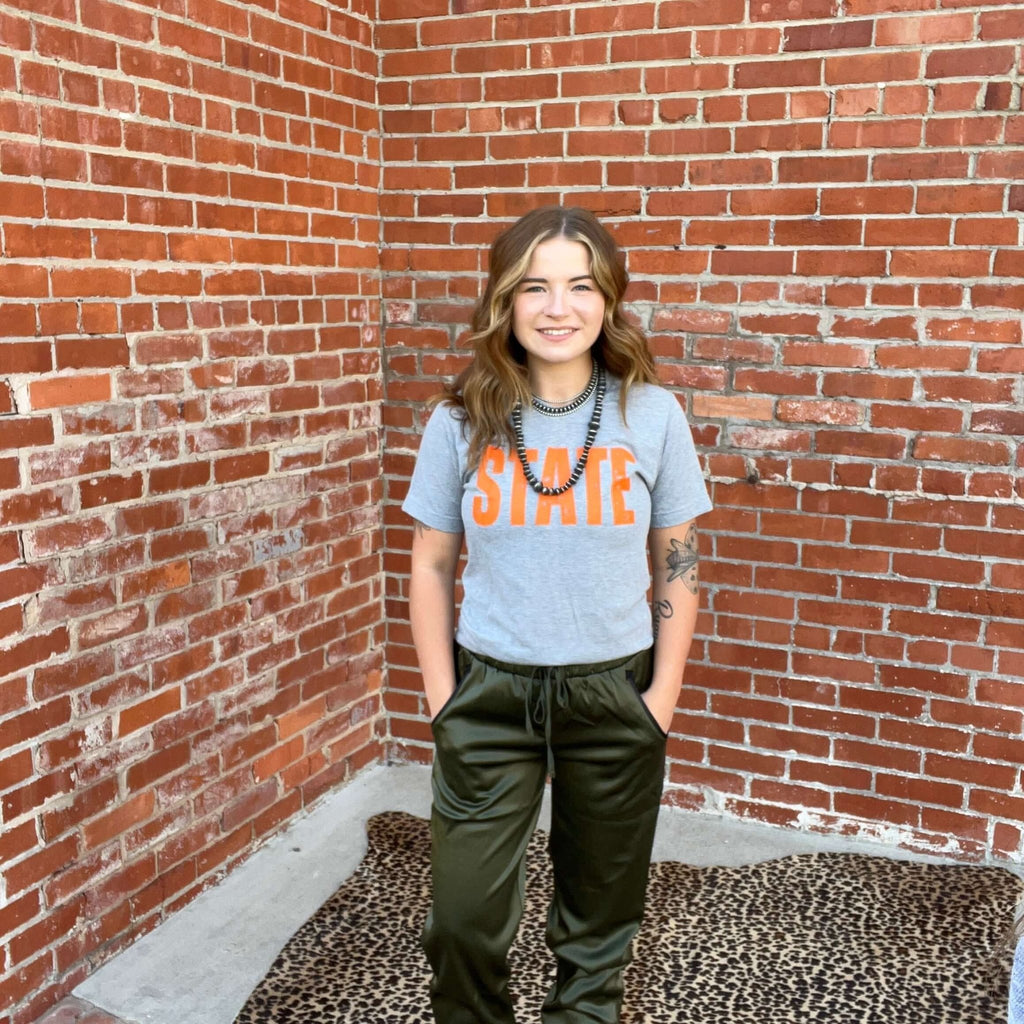 Orange V Neck and Heather STATE T-shirt - Country Lace Boutique