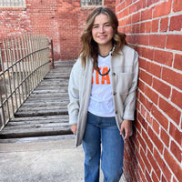 Orange V Neck and White STATE T-shirt - Country Lace Boutique