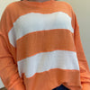 Orange & White Ribbed Striped Long Sleeve Shirt - Country Lace Boutique