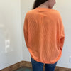 Orange & White Ribbed Striped Long Sleeve Shirt - Country Lace Boutique