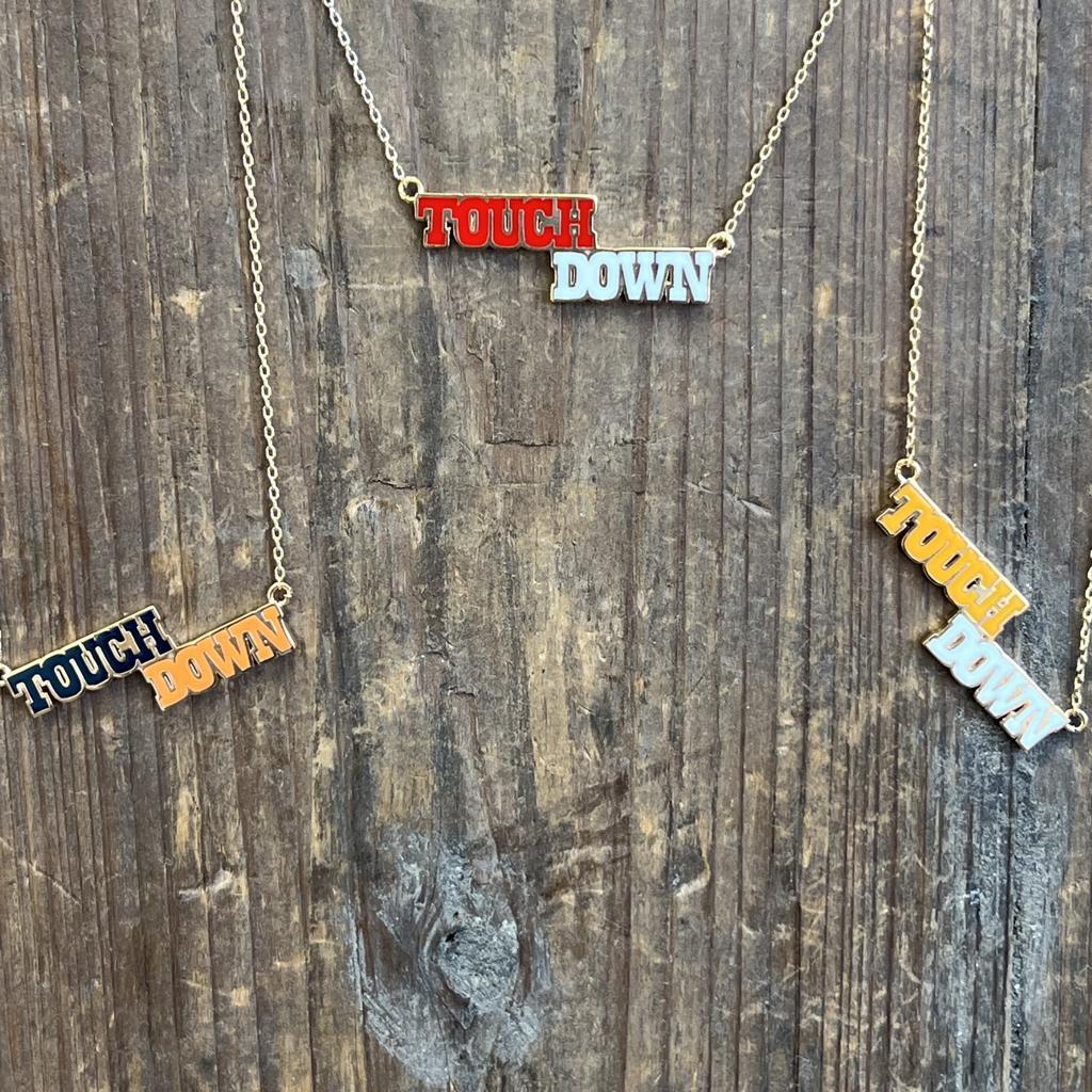 Orange & White Touch Down Gold Fashion Necklace - Country Lace Boutique