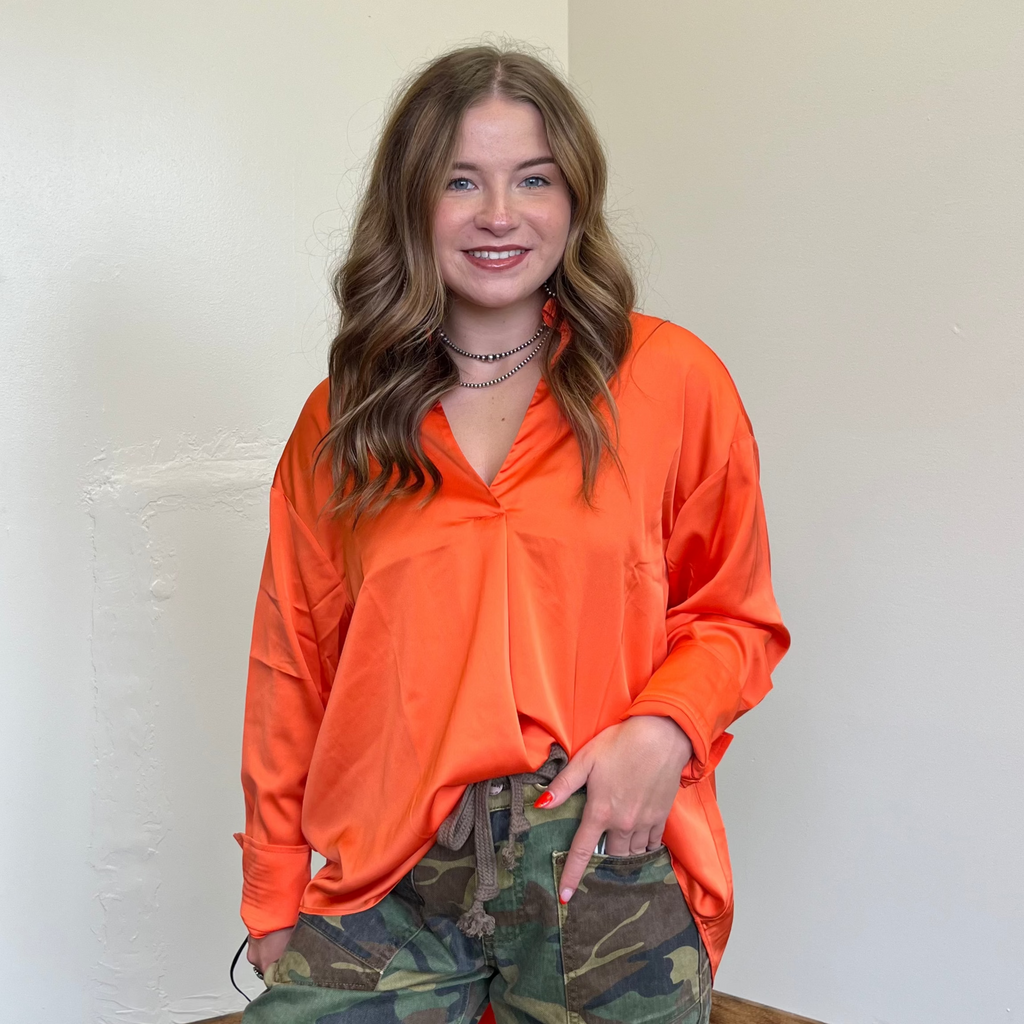 orangesilkylongsleevetop
