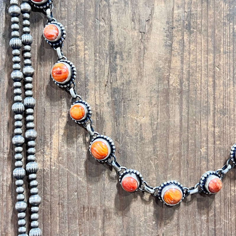 orangespinychokernecklacestones
