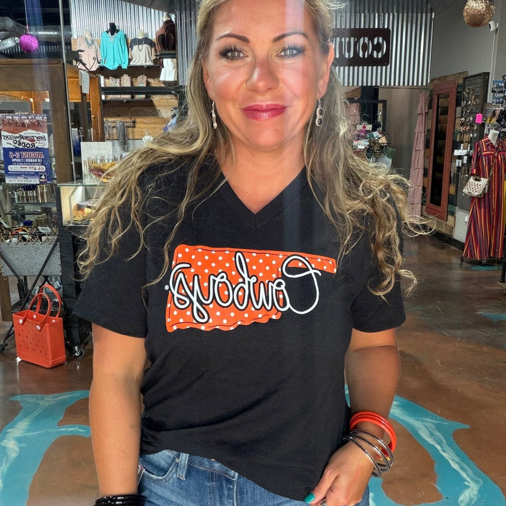 OSU 2026 Storyboard Heathered Black V Neck T- Shirt - Country Lace Boutique