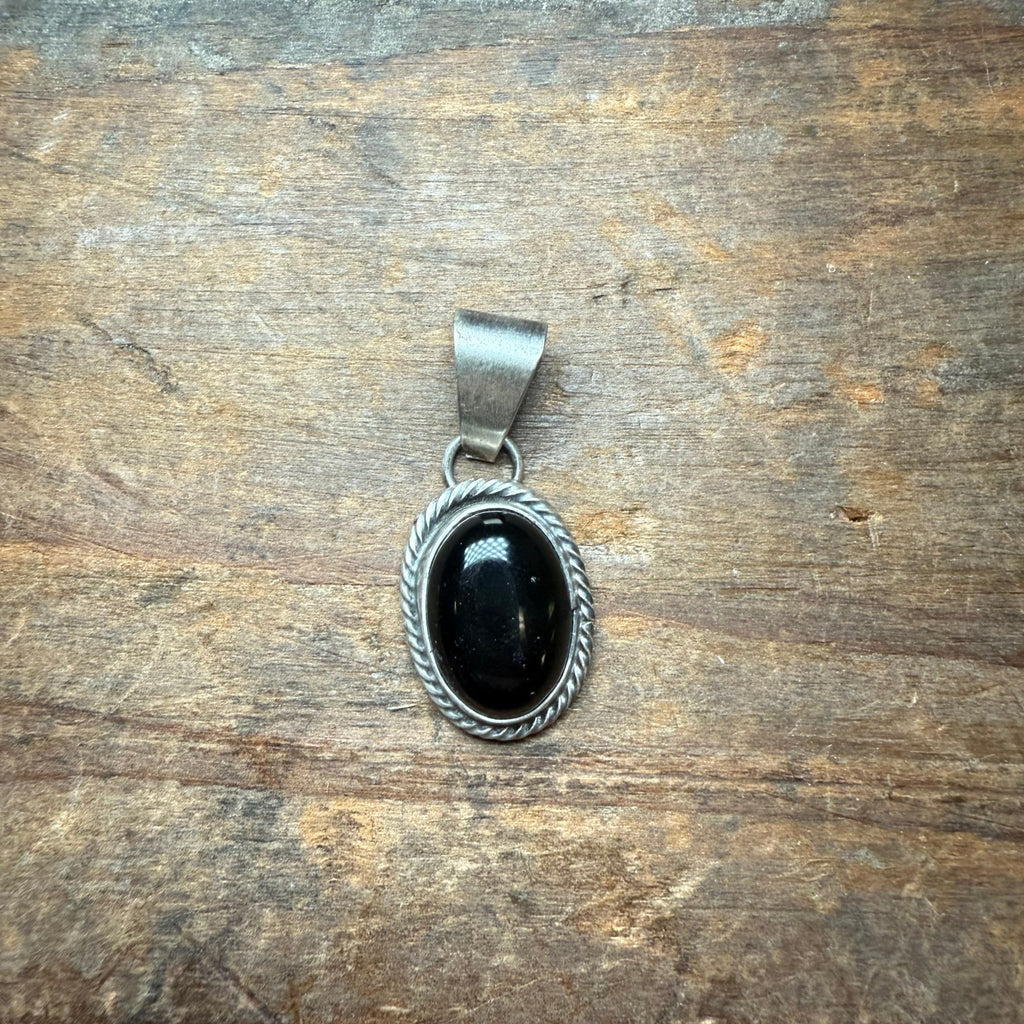 Oval Black Onyx Dainty Sterling Silver Necklace Pendant - Country Lace Boutique