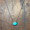Oval Kingman Turquoise 17 inch Sterling Silver Necklace - Country Lace Boutique