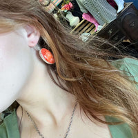 Oval Red Spiny French Hook Sterling Silver Earring - Country Lace Boutique