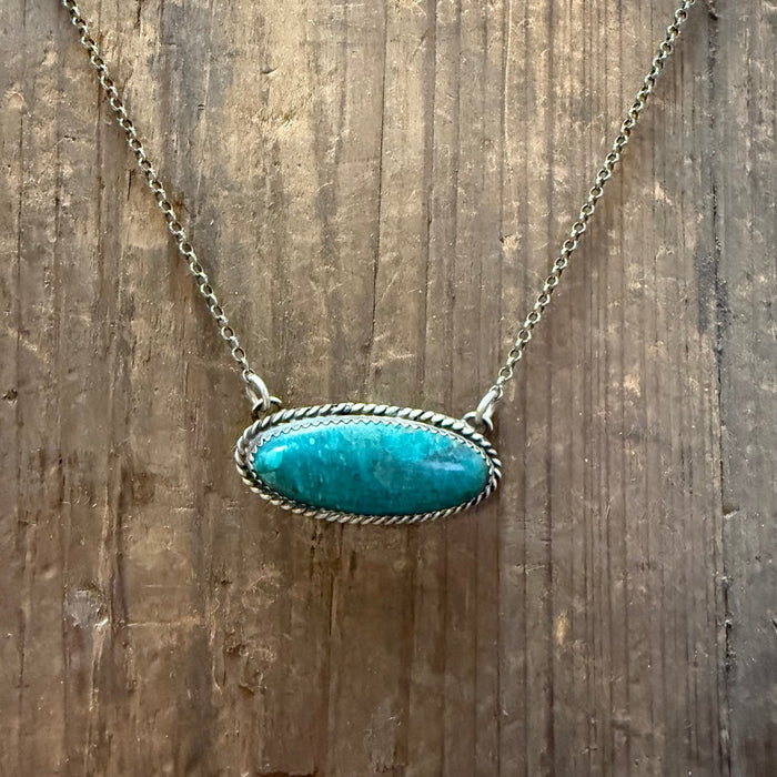 Oval Turquoise Sterling Silver Necklace - Country Lace Boutique