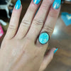 Oval with Rope Detail Turquoise Sterling Silver Ring size 7.5 - Country Lace Boutique