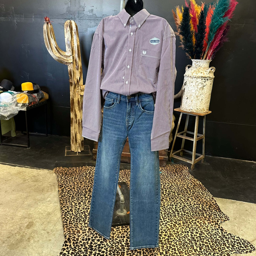 Panhandle Burgundy Men's Button Down Top - Country Lace Boutique