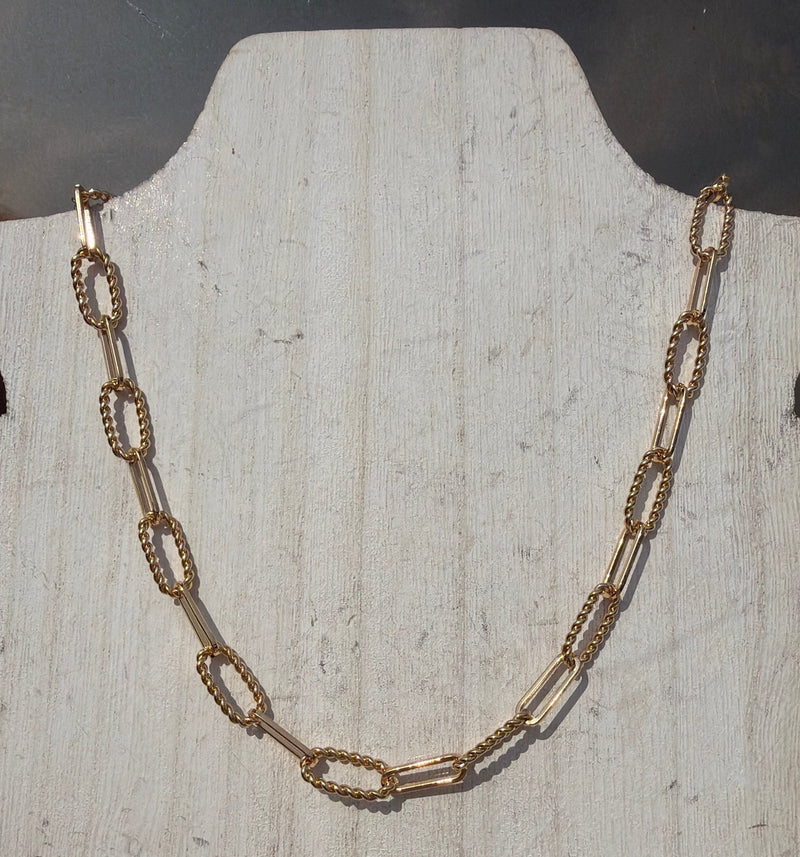 Patterned Chain with Rope Detail Gold Fashion Necklace - Country Lace Boutique
