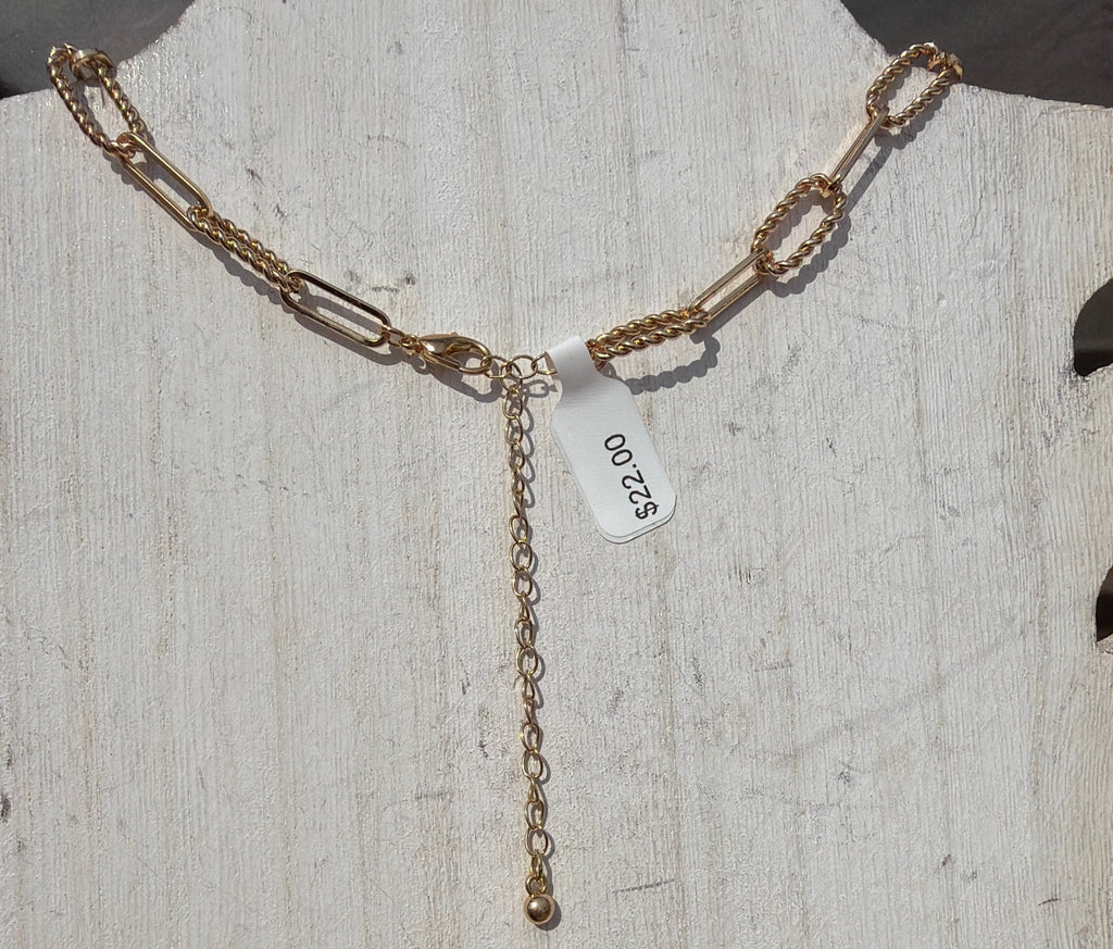 Patterned Chain with Rope Detail Gold Fashion Necklace - Country Lace Boutique