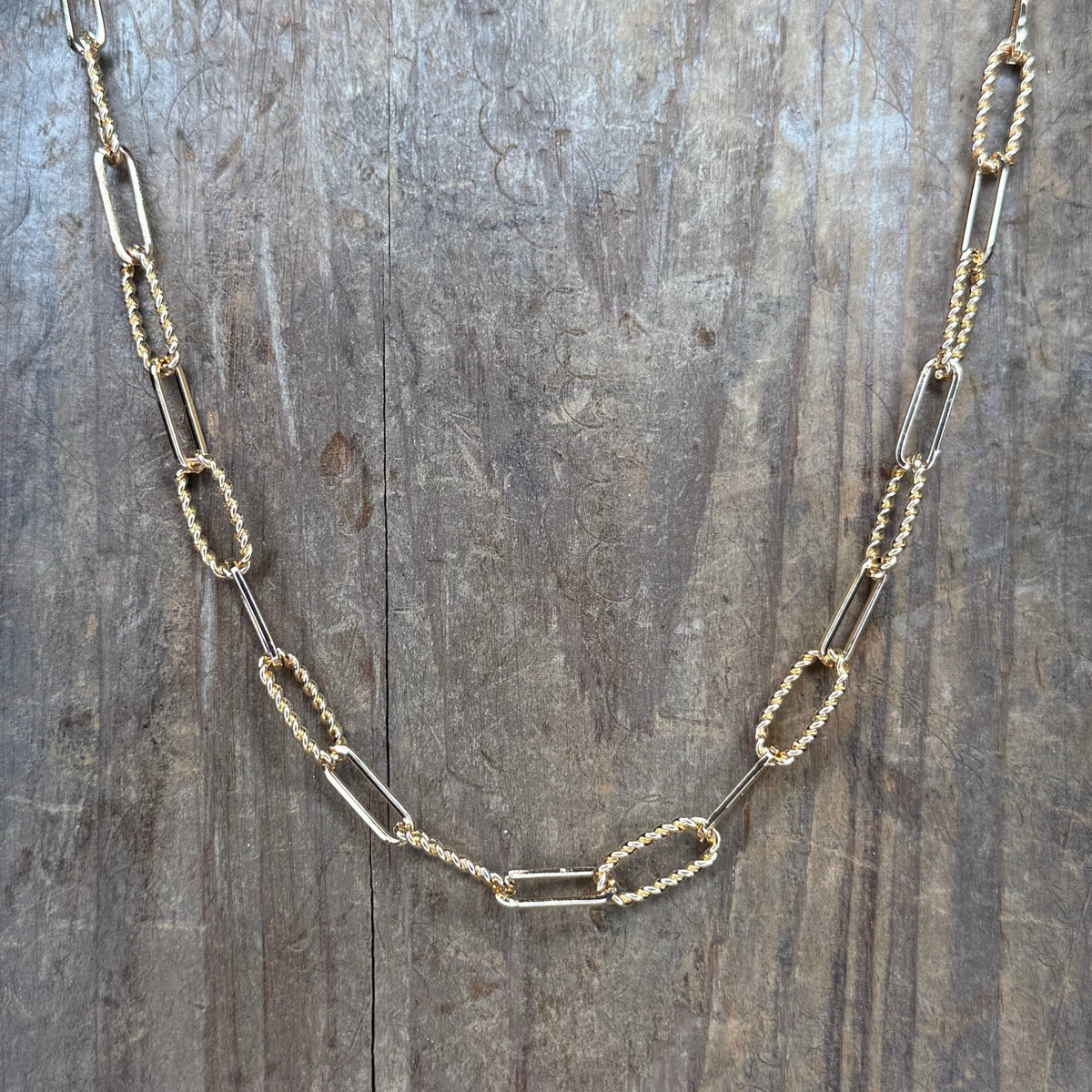 Patterned Chain with Rope Detail Gold Fashion Necklace - Country Lace Boutique