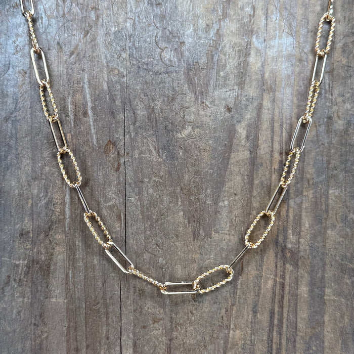 Patterned Chain with Rope Detail Gold Fashion Necklace - Country Lace Boutique