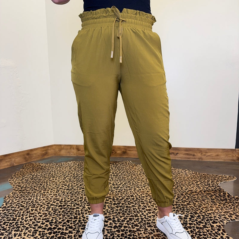 Pea Soup Green Super Light with Draw String Joggers - Country Lace Boutique