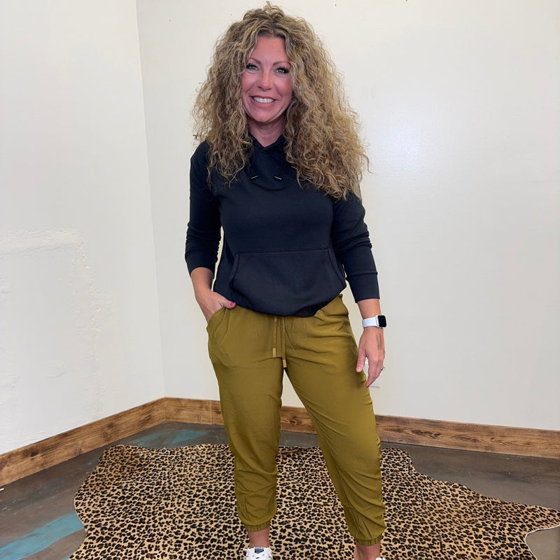 Pea Soup Green Super Light with Draw String Joggers - Country Lace Boutique