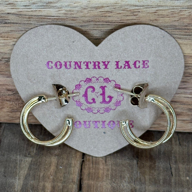 Perfect Double Gold Hoop Fashion Earring - Country Lace Boutique