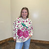 Pink Animal Print W/ Pink Cherry Long Sleeve Sweatshirt - Country Lace Boutique