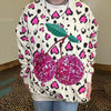 Pink Animal Print W/ Pink Cherry Long Sleeve Sweatshirt - Country Lace Boutique
