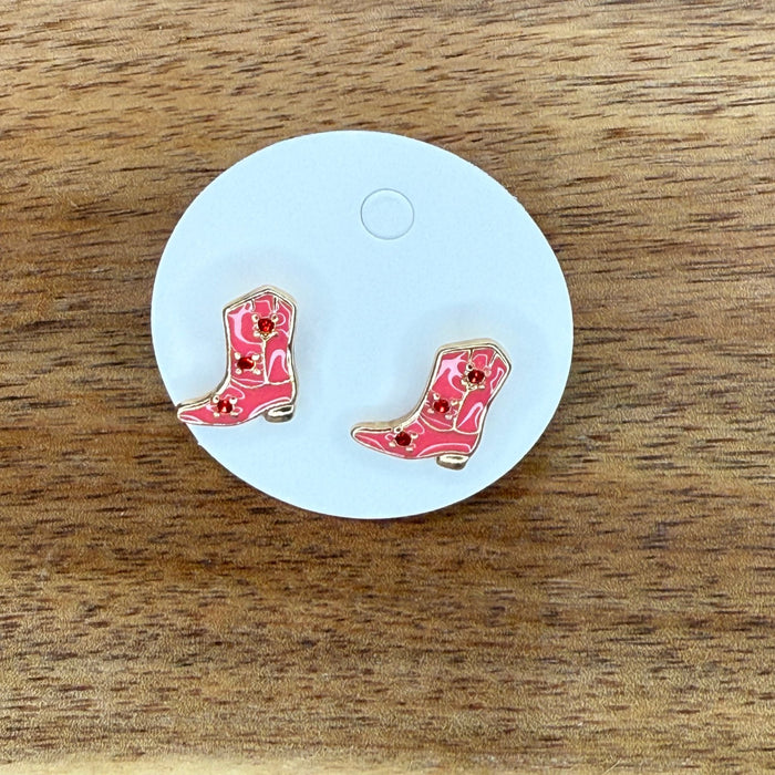Pink Boot Post Stud Fashion Earring - Country Lace Boutique