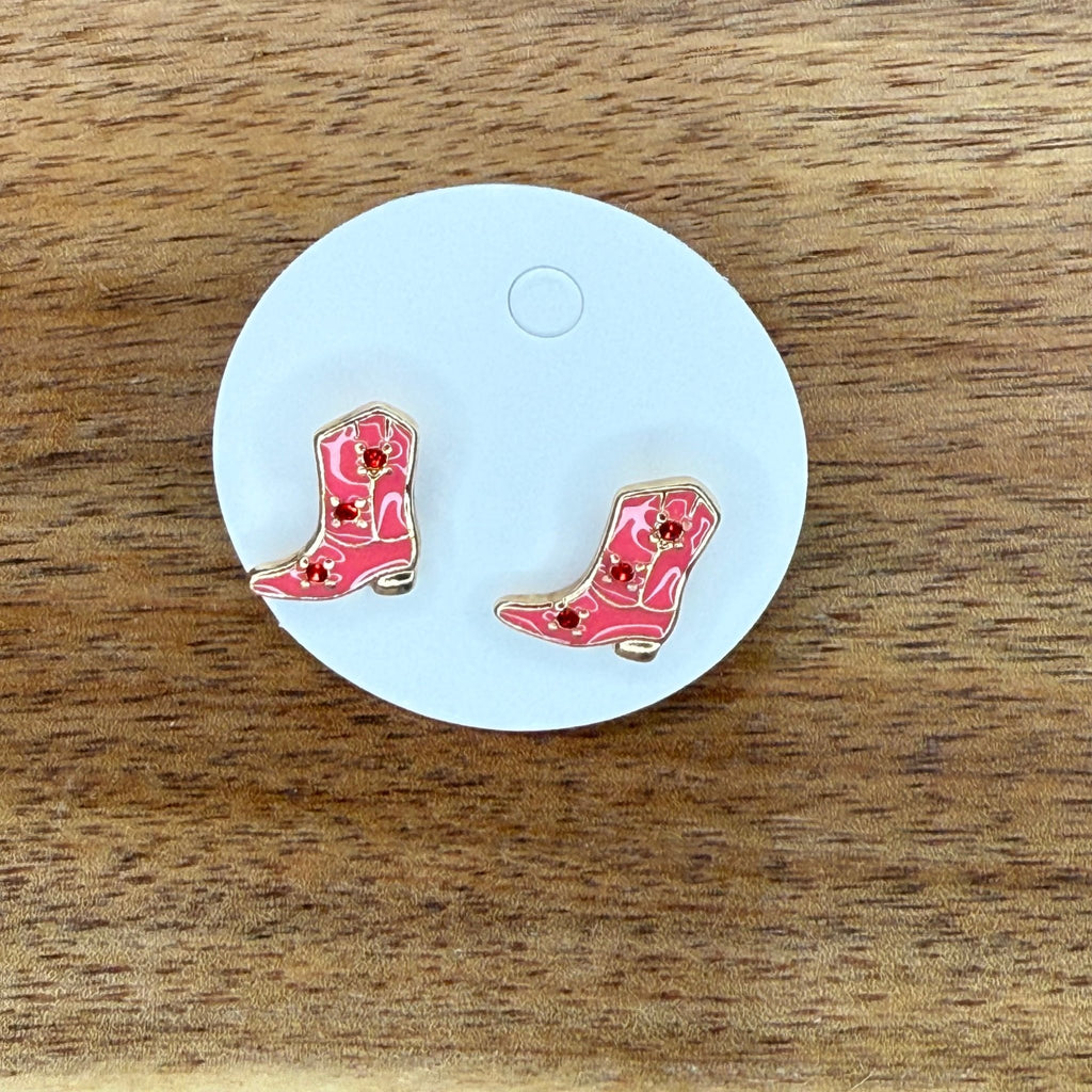 Pink Boot Post Stud Fashion Earring - Country Lace Boutique
