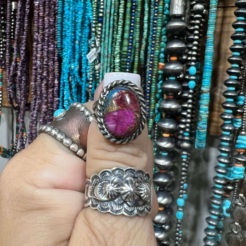 Pink Dahlia Oval Braided Sterling Silver Ring - Country Lace Boutique