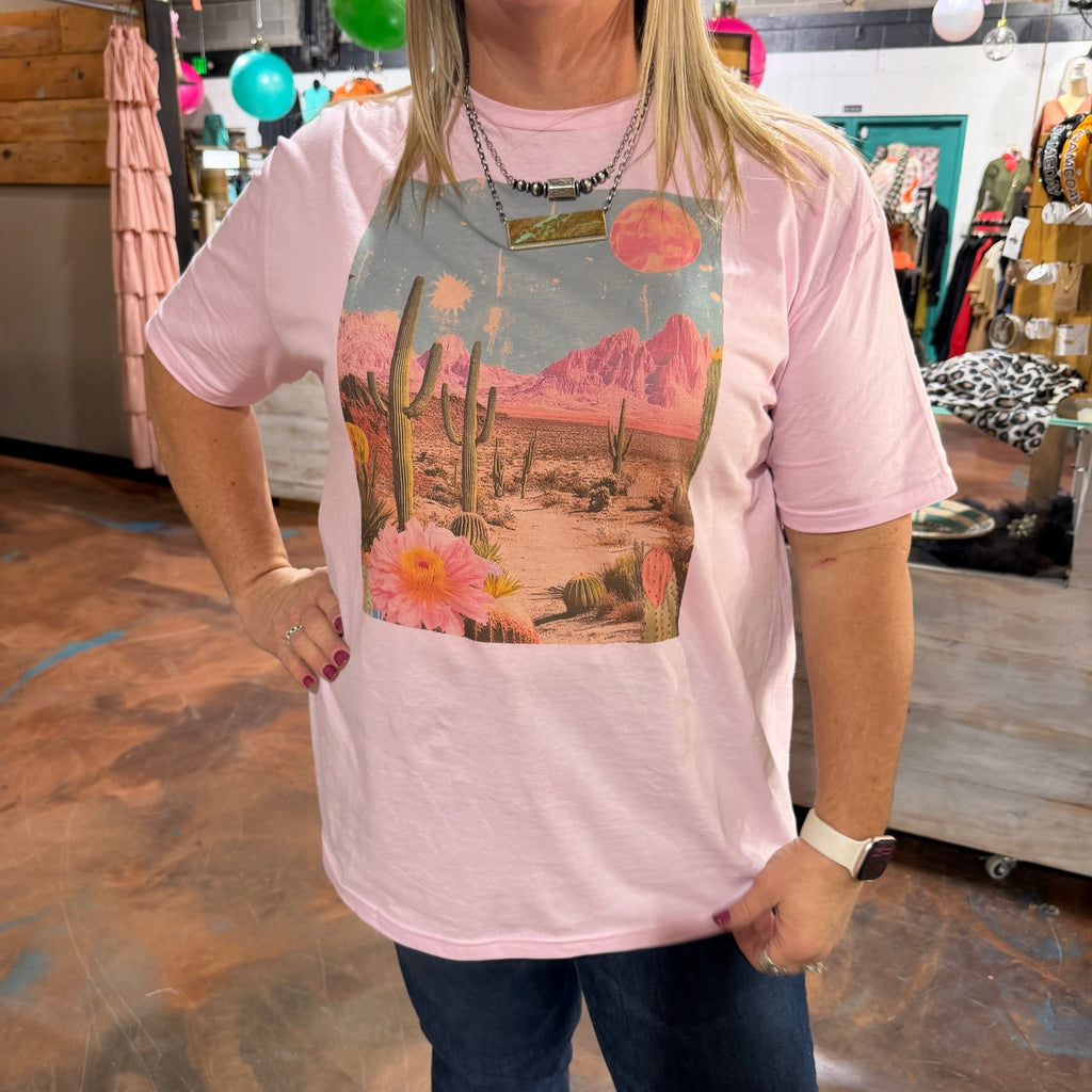 Pink Desert Scene T-shirt - Country Lace Boutique