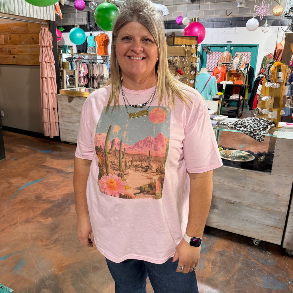 Pink Desert Scene T-shirt - Country Lace Boutique