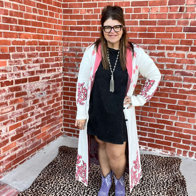 Pink Natural Cowgirl Cardigan | 2XL - Country Lace Boutique