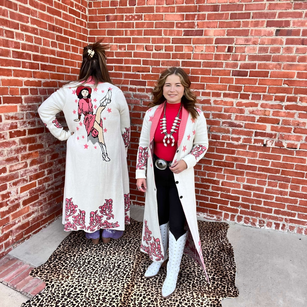 Pink Natural Cowgirl Cardigan | 2XL - Country Lace Boutique