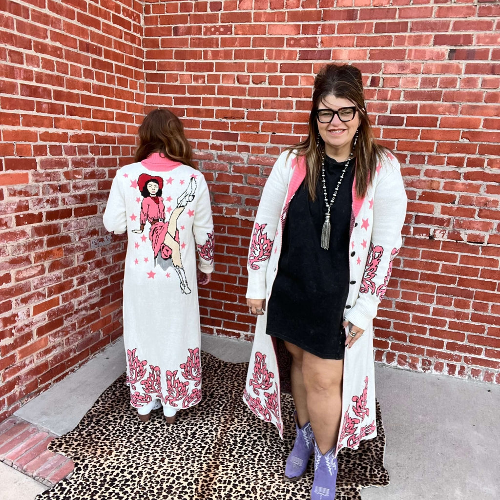 Pink Natural Cowgirl Cardigan | 2XL - Country Lace Boutique