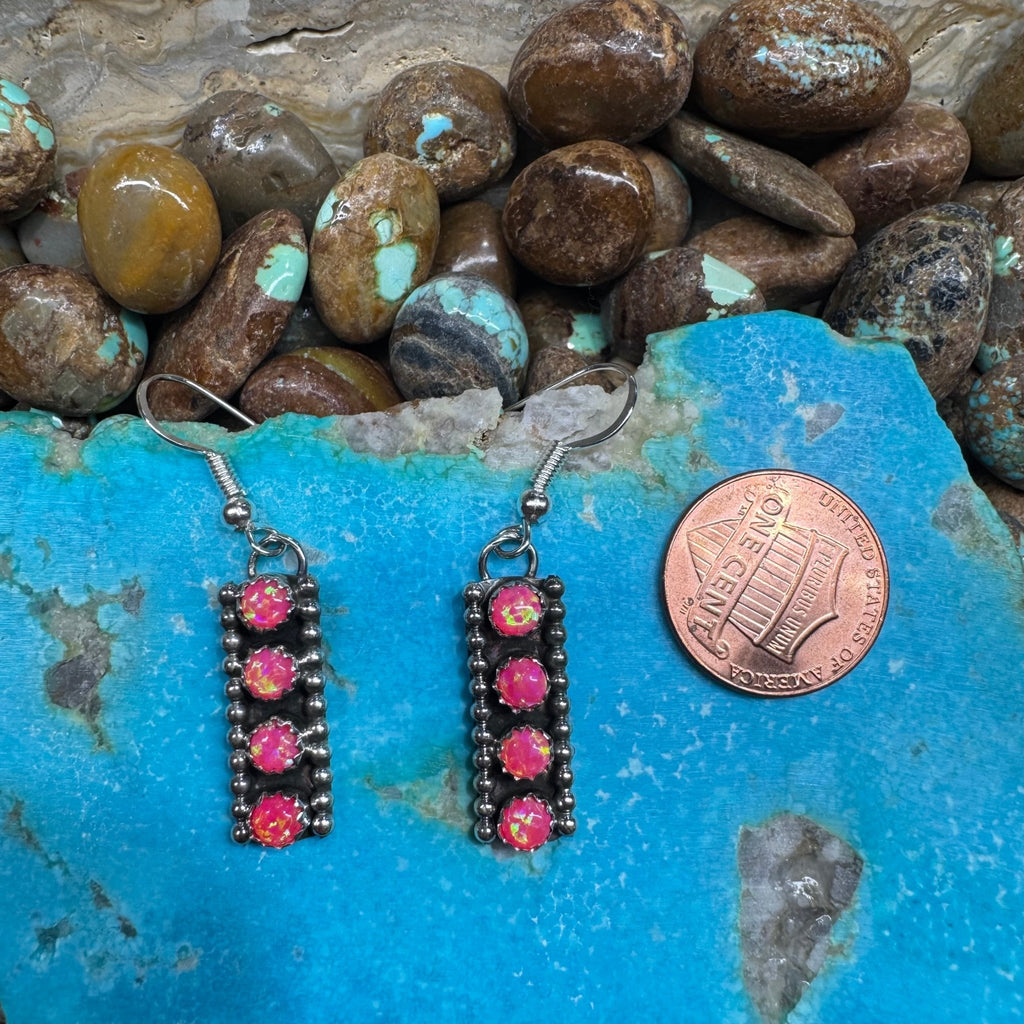 Pink Opal 4 Stone French Hook Sterling Silver Earring - Country Lace Boutique