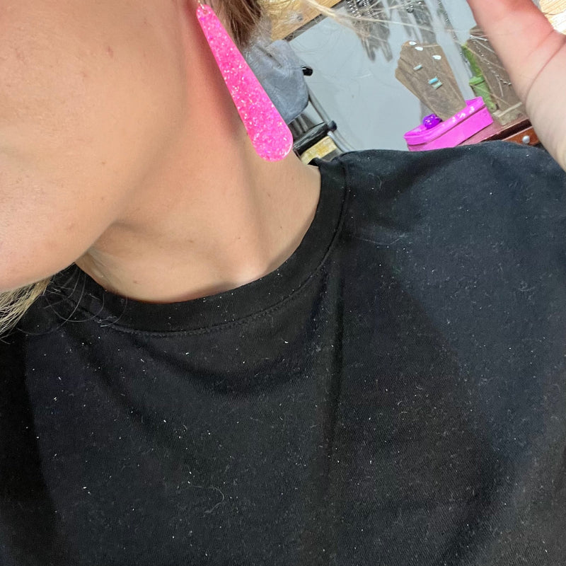 Pink Slab Dangle French Hook Sterling Silver Earring - Country Lace Boutique