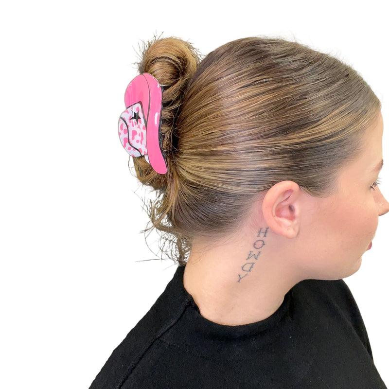 Pink Star Cowboy Hat Hair Clip - Country Lace Boutique