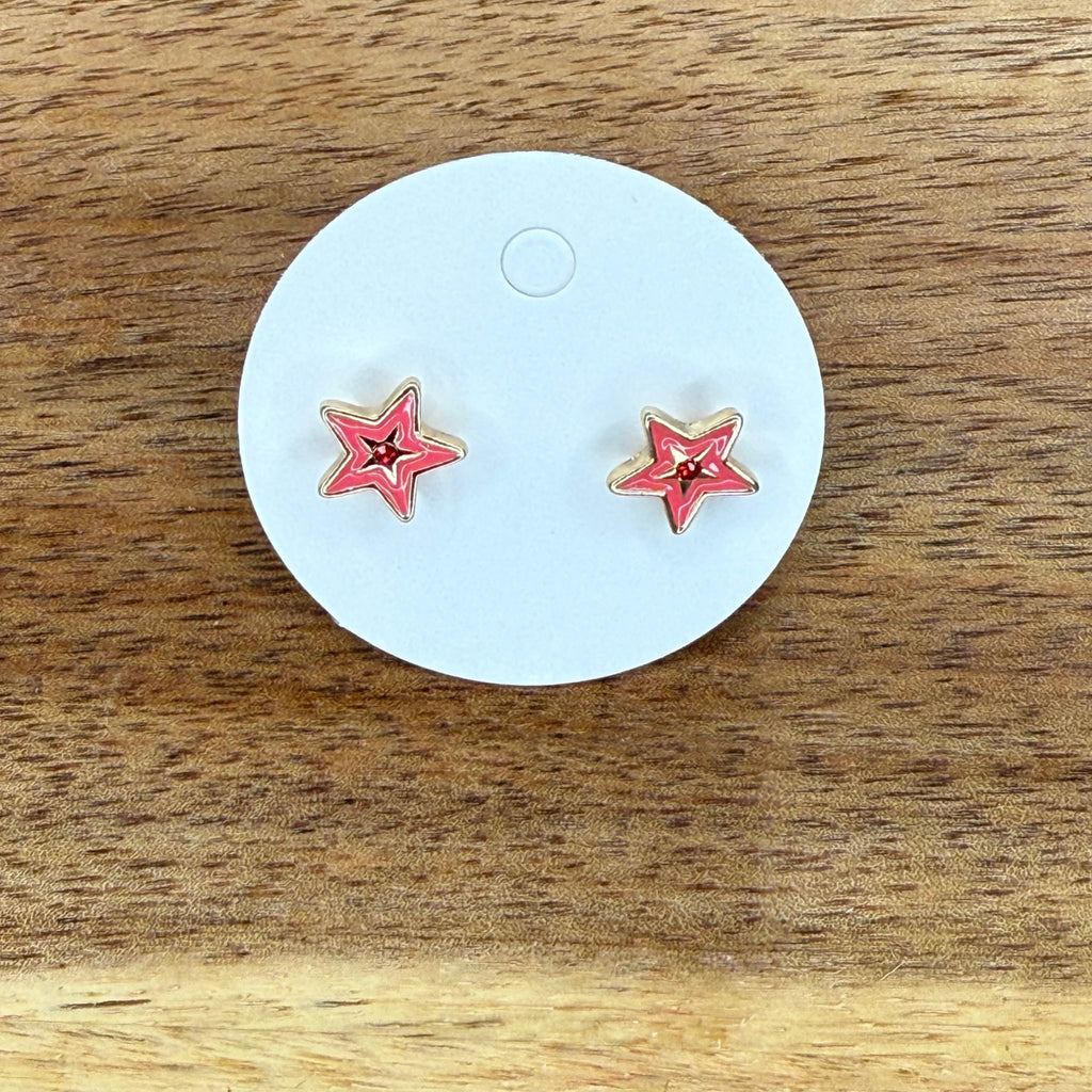 Pink Star with Gold Post Stud Fashion Earring - Country Lace Boutique
