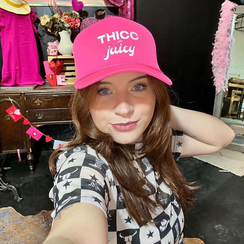 Pink Thicc & Juicy Trucker Hat - Country Lace Boutique