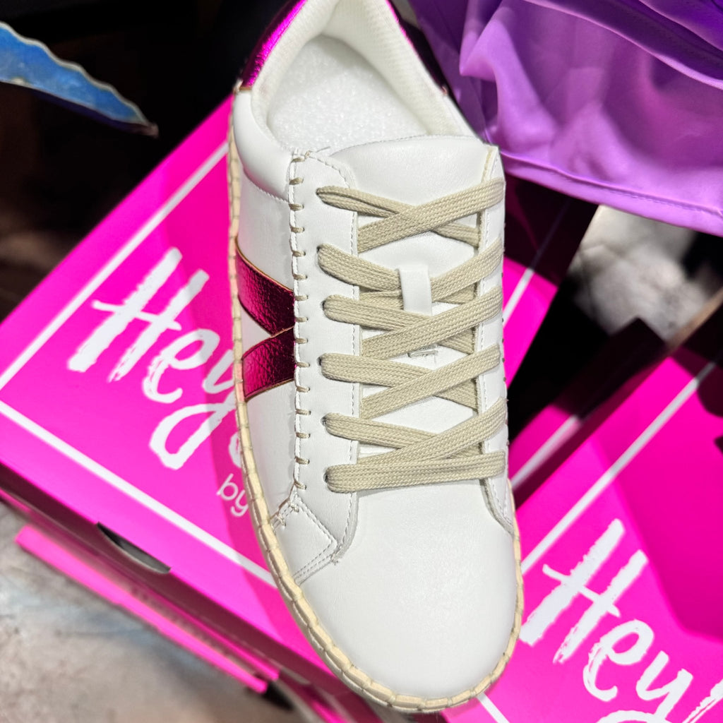 Pink & White Friend Zone Corky Tennis Shoe - Country Lace Boutique