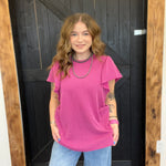 pinkribbedrufflesleevetop