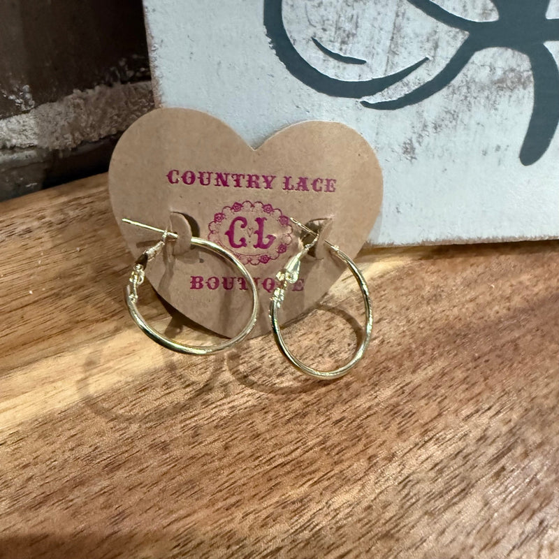 Plain Gold Everyday Hoop Fashion Hoop Earrings - Country Lace Boutique