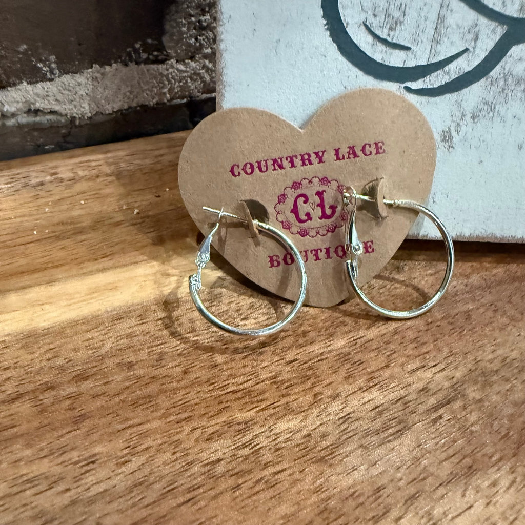 Plain Silver Everyday Hoop Fashion Hoop Earrings - Country Lace Boutique
