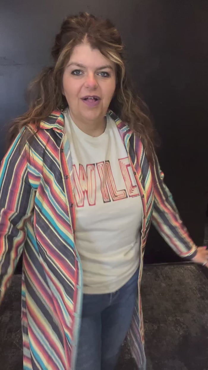 Serape and Animal Print Button Down Duster 1